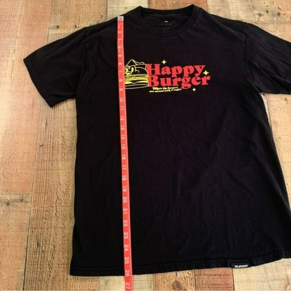 Happy Burger graphic black short sleeve three dots tshirt men’s medium - Picture 3 of 8